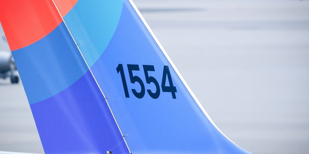 Close-up of an airplane tail with its registration number.