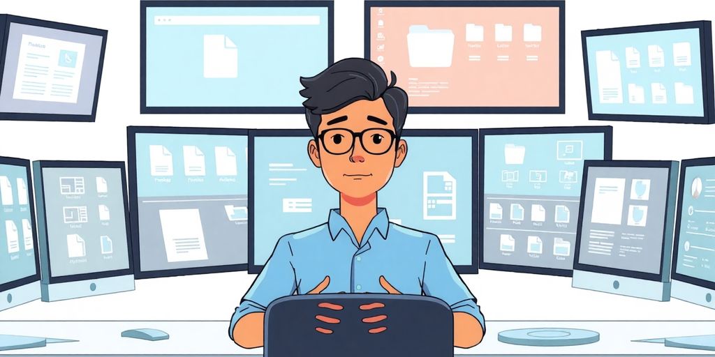 Person organizing digital files on computer.