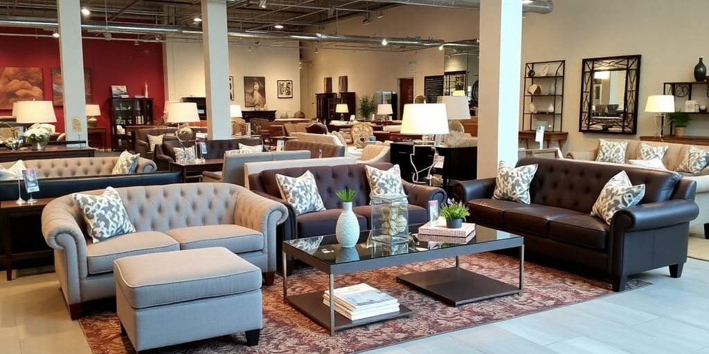Stylish furniture and decor at the Furniture Warehouse.