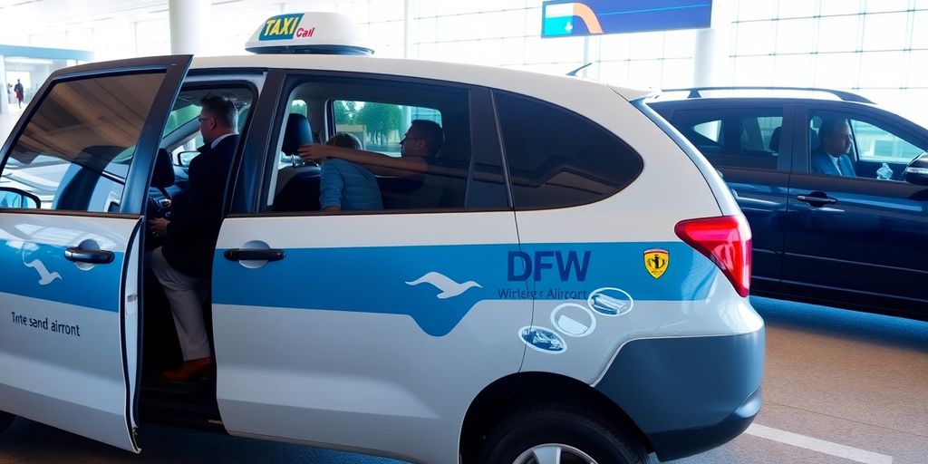 Taxi service at DFW airport ensuring passenger safety.