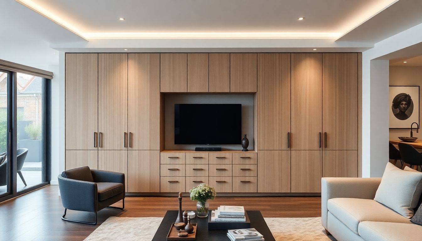 Modern cupboards in a stylish London home interior.
