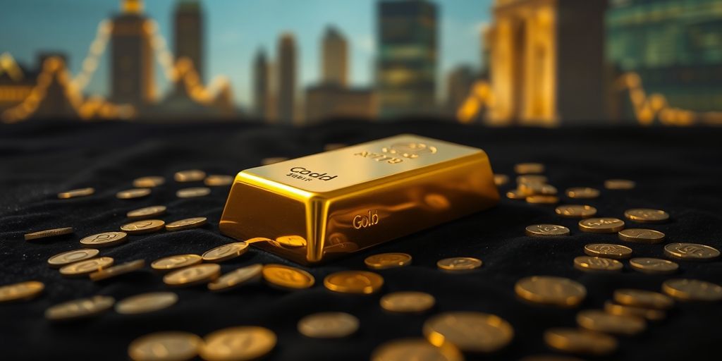 Un lingot d'or sur un fond sombre.