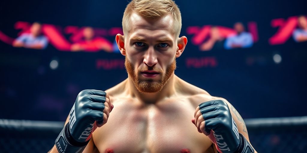 Justin Gaethje in a fighting pose, showcasing his athleticism.