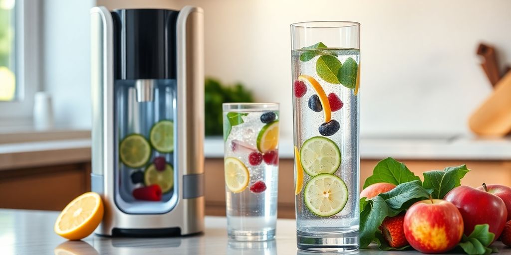 Alkaline water machine with healthy fruit