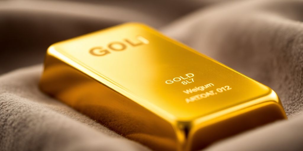 Lingot d'or sur un tissu en velours.