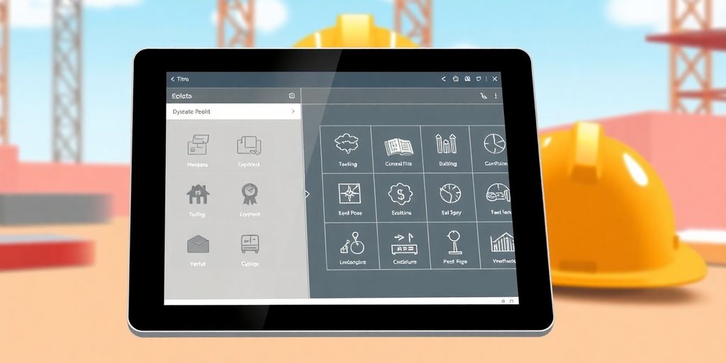 Illustrative construction software on a tablet.