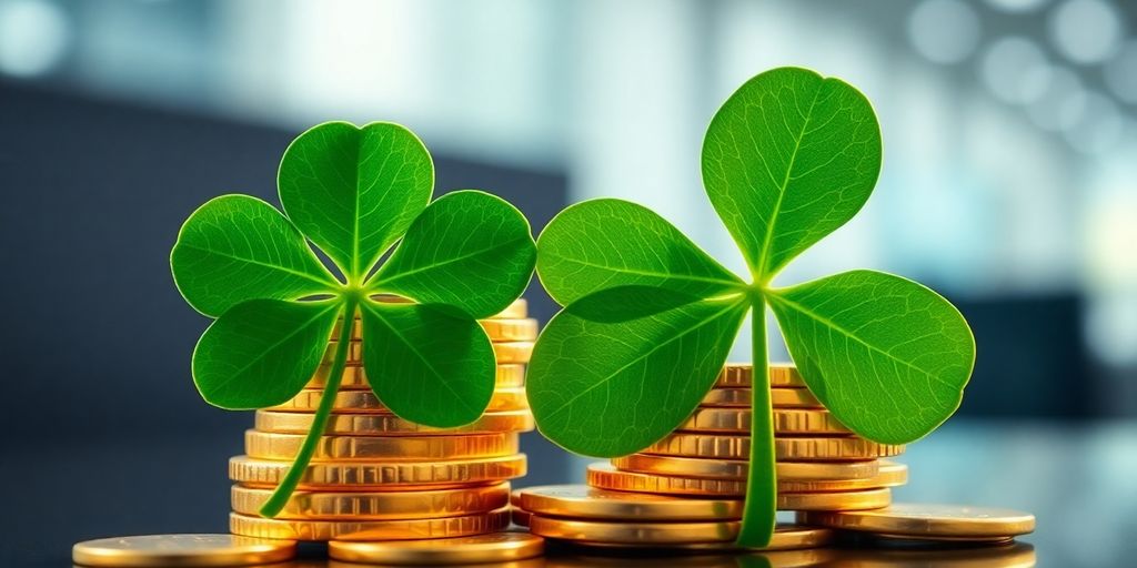 Coins and shamrock, Irish Google Ads.