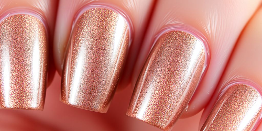 Unhas metalizadas com esmalte brilhante em tons variados.