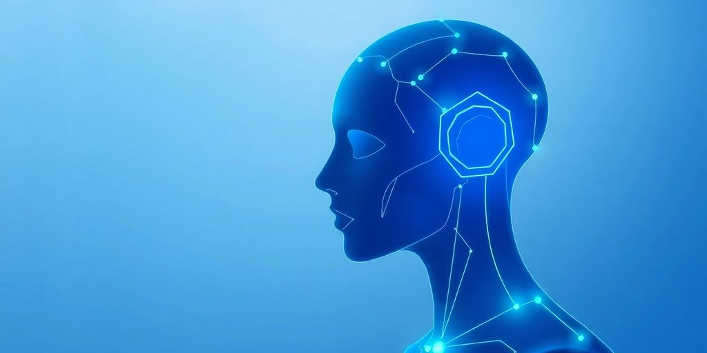 Minimalist AI agent with flowing data.