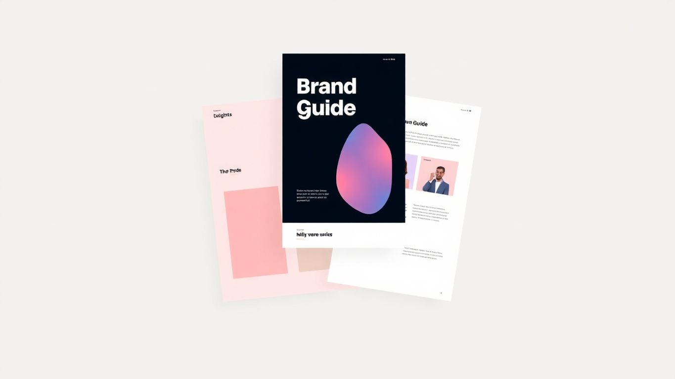 Digital og trykt brandguide i moderne illustrasjon.