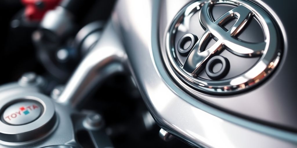 Shiny Toyota car engine components.