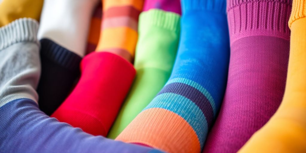 Colorful diabetic socks displayed for comfort and support.