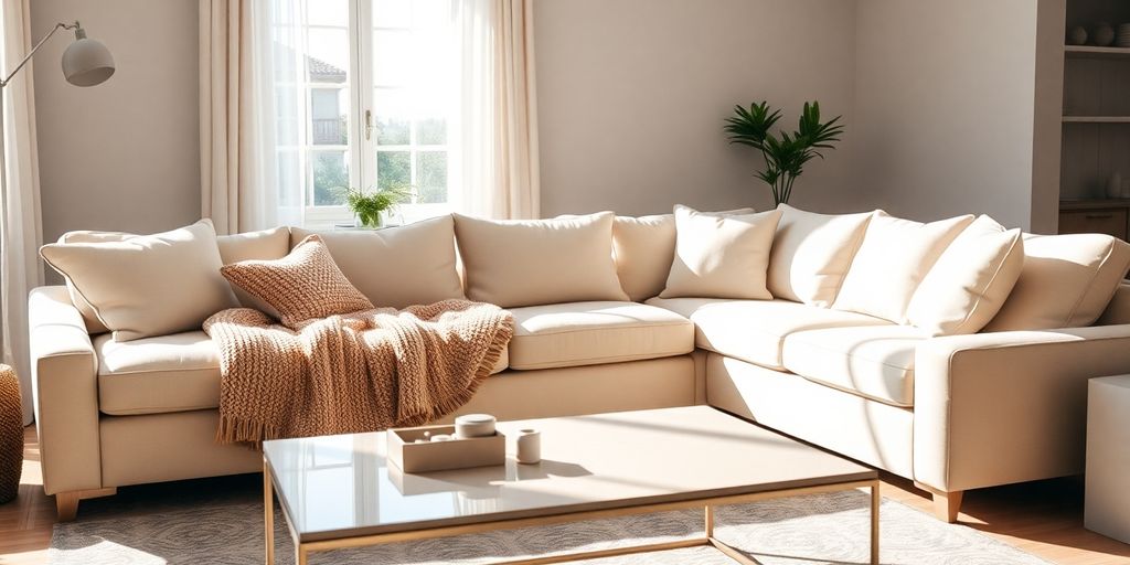 Cozy living room with large sectional sofa.