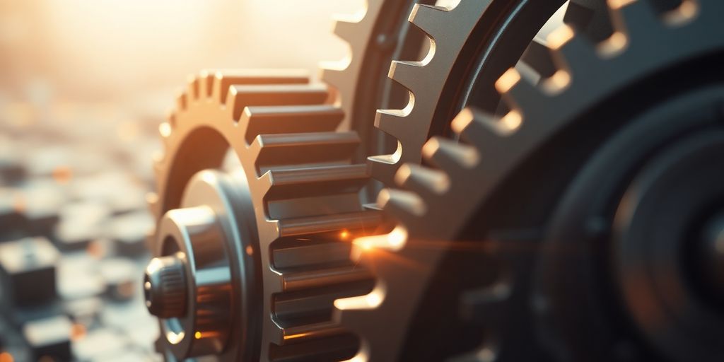 Gears, light, abstract, innovation, technology, growth.