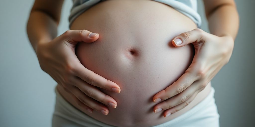 Mãos segurando barriga de grávida