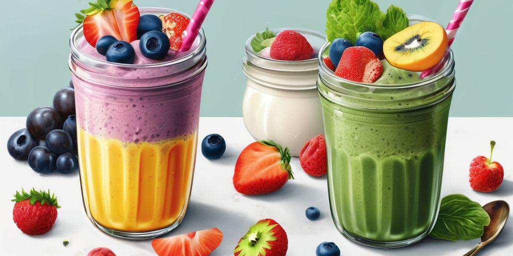 healthy breakfast smoothie with fresh fruits and vegetables