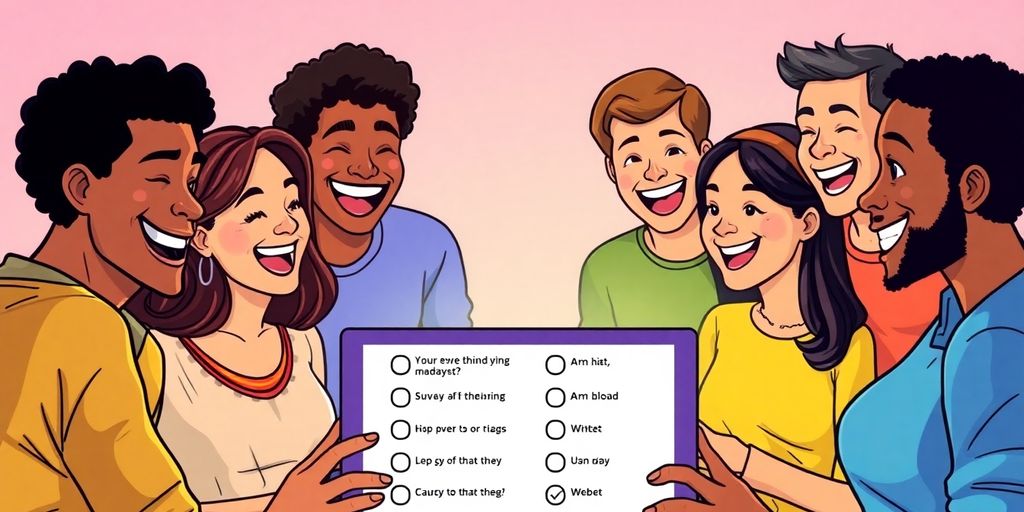 Friends laughing while playing Jackbox Survey Scramble.