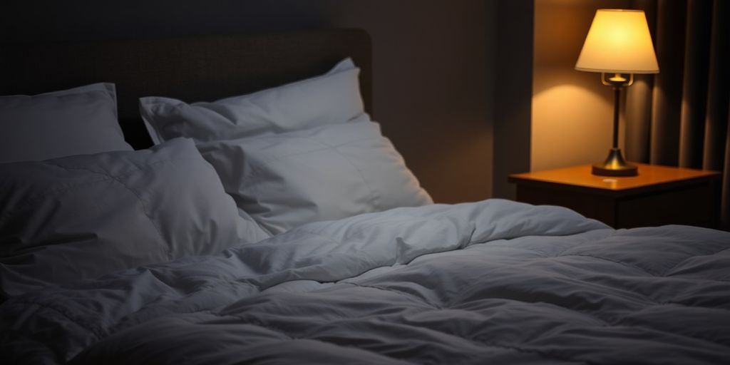 Peaceful bedroom at night for restful sleep.
