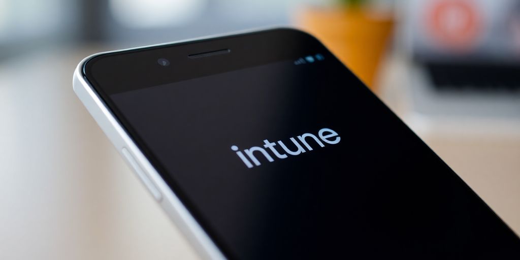 Android phone with Intune icon.