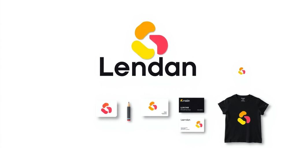 Modern logo design with branding elements on a clean background.
