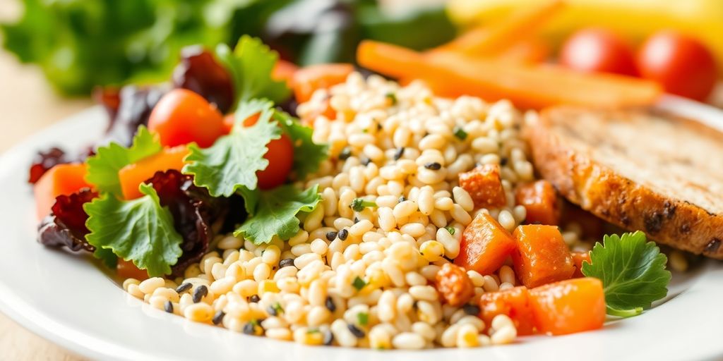 Healthy meal promoting improved digestion with fresh vegetables.