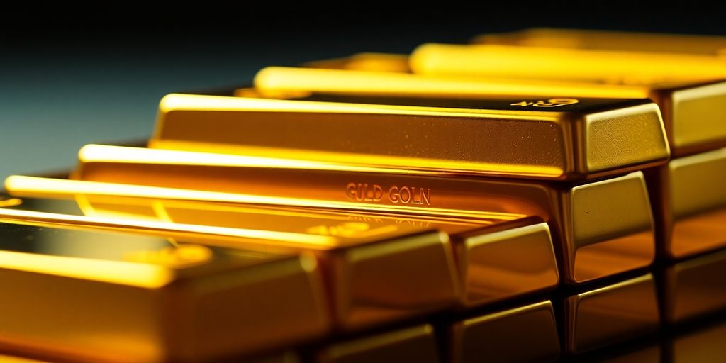 Lingots d'or empilés avec éclat.