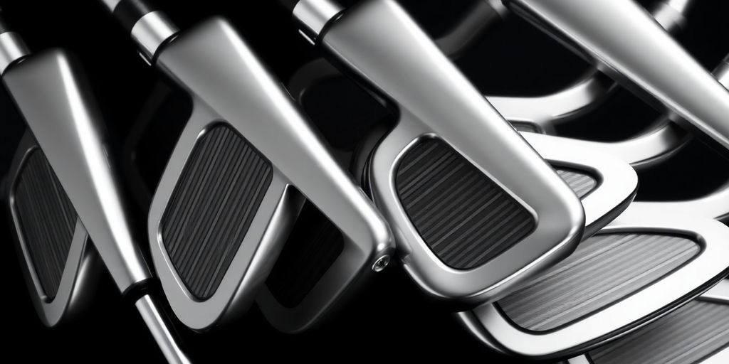 PXG right-handed irons arranged neatly.
