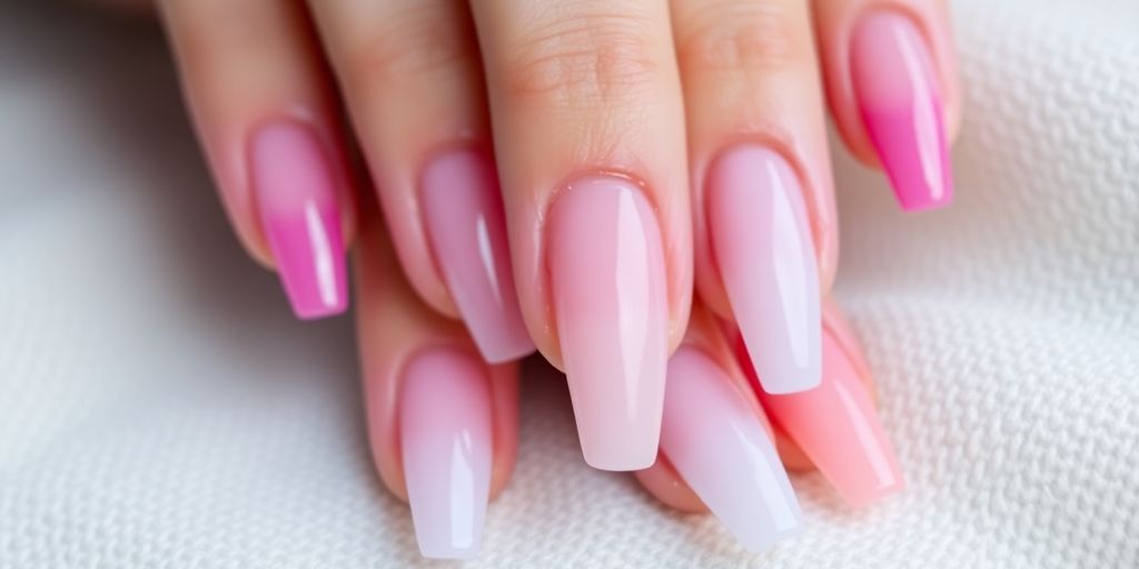 Unhas de fibra de vidro em diferentes designs e cores.