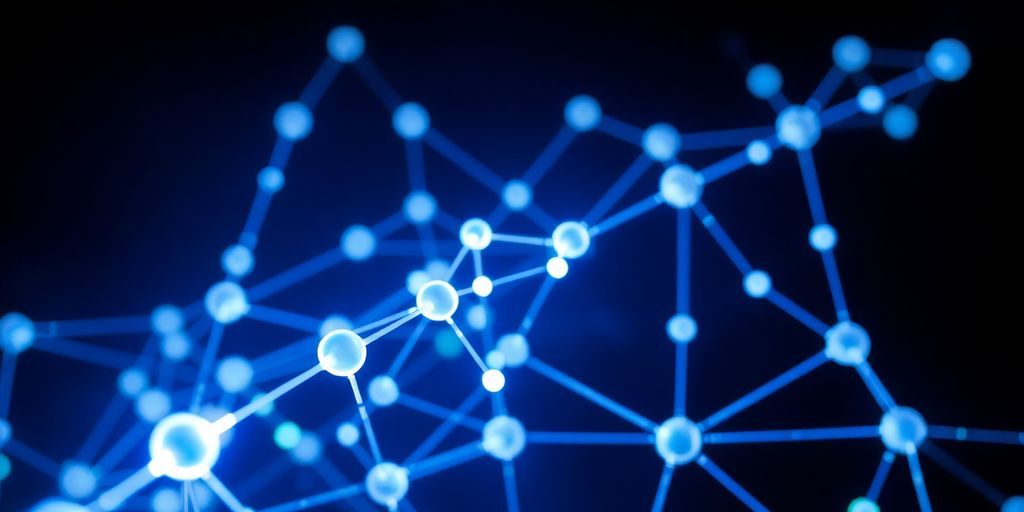 Glowing interconnected nodes forming a network
