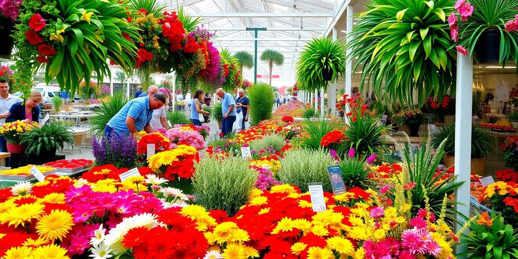 Vibrant floral market scene in Aventura, Florida.