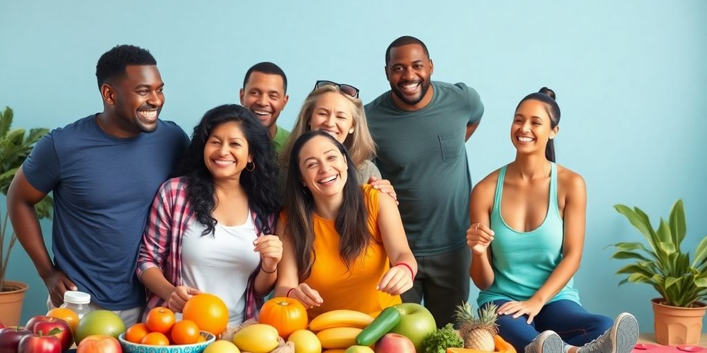 Diverse people enjoying healthy activities together outdoors.