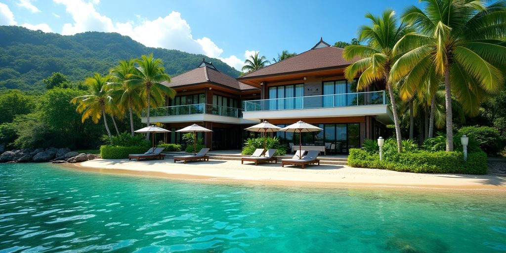 Beachfront property in Phuket with crystal-clear waters.