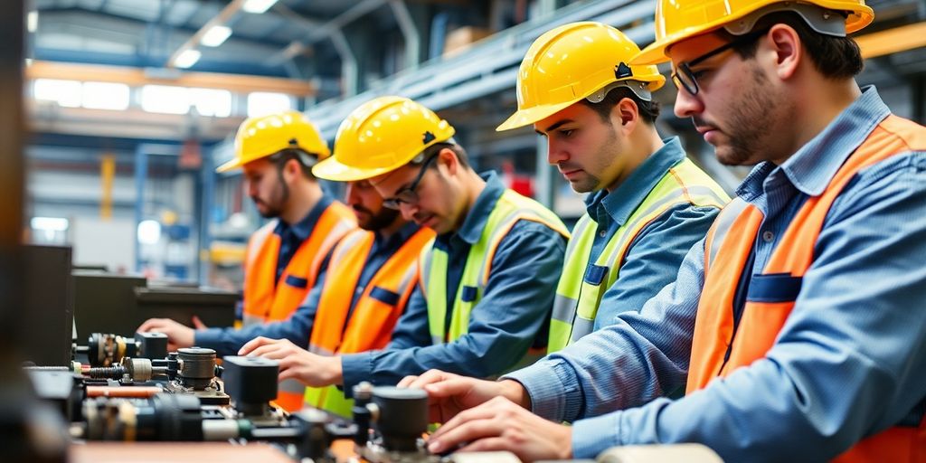 Técnicos industriais em ação na fábrica da CSN.