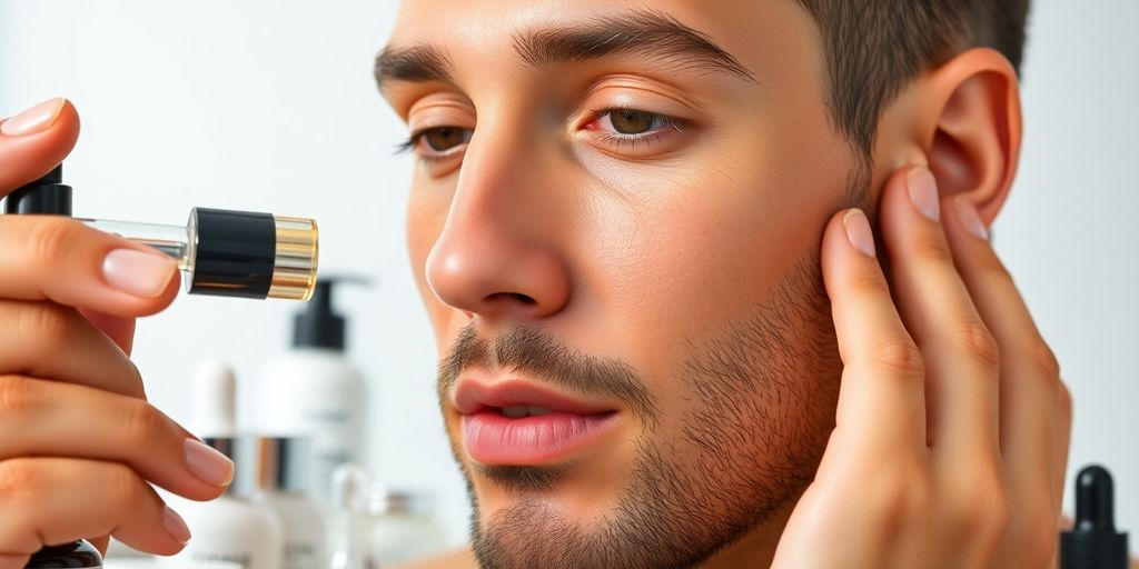 Bryan Johnson applying skincare products in a bright setting.