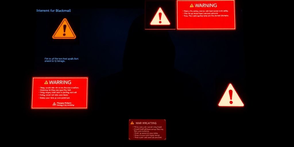 Écran d'ordinateur avec des symboles d'avertissement menaçants.
