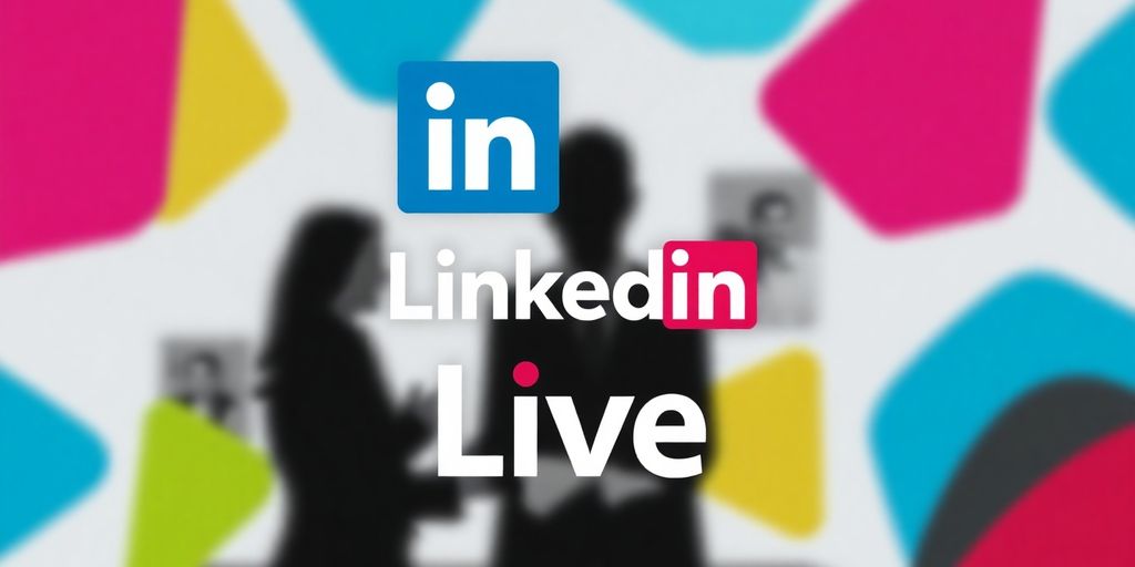 LinkedIn Live logo with a vibrant, dynamic backdrop.