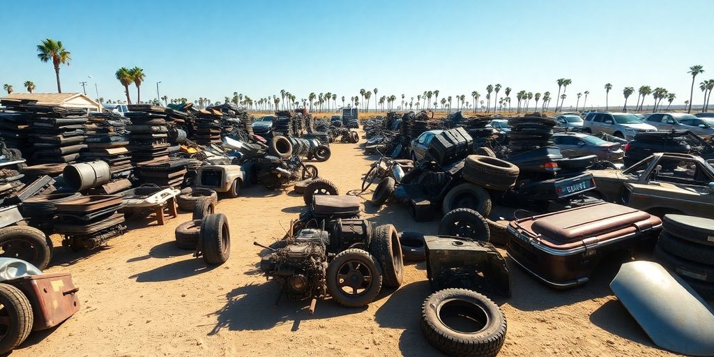 Used Suzuki parts in a sunny Gold Coast junkyard.