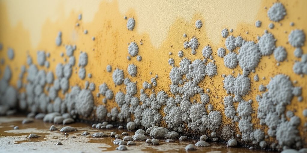 Photograph of mold growth on a damp wall.