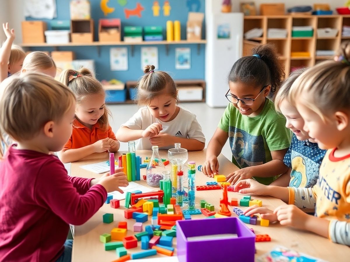 Copii implicati in activitati STEM creative.