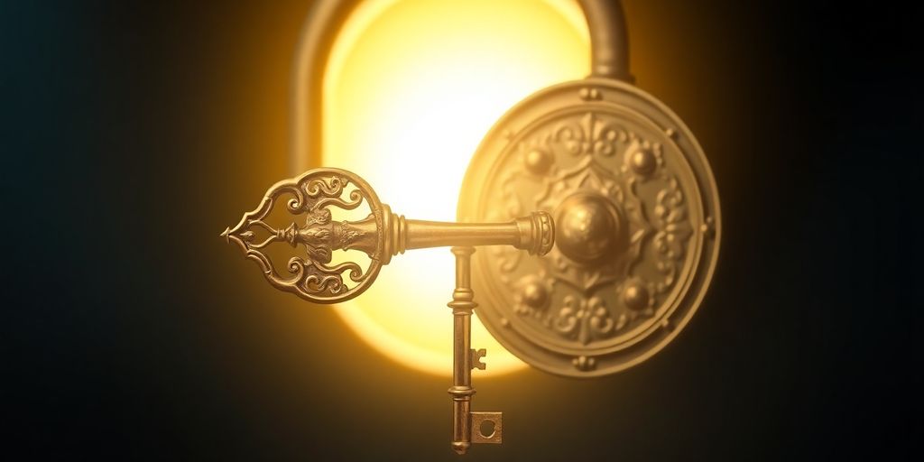 Golden key unlocking successful ideas.