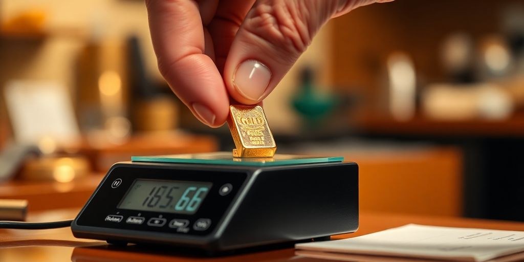 Balance de précision et lingot d'or