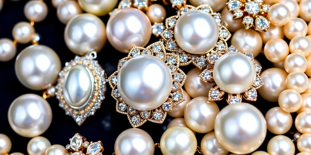 Bijoux en perles élégants et raffinés en gros plan.