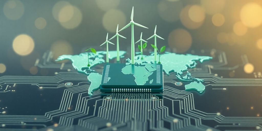 AI chip with green energy imagery.