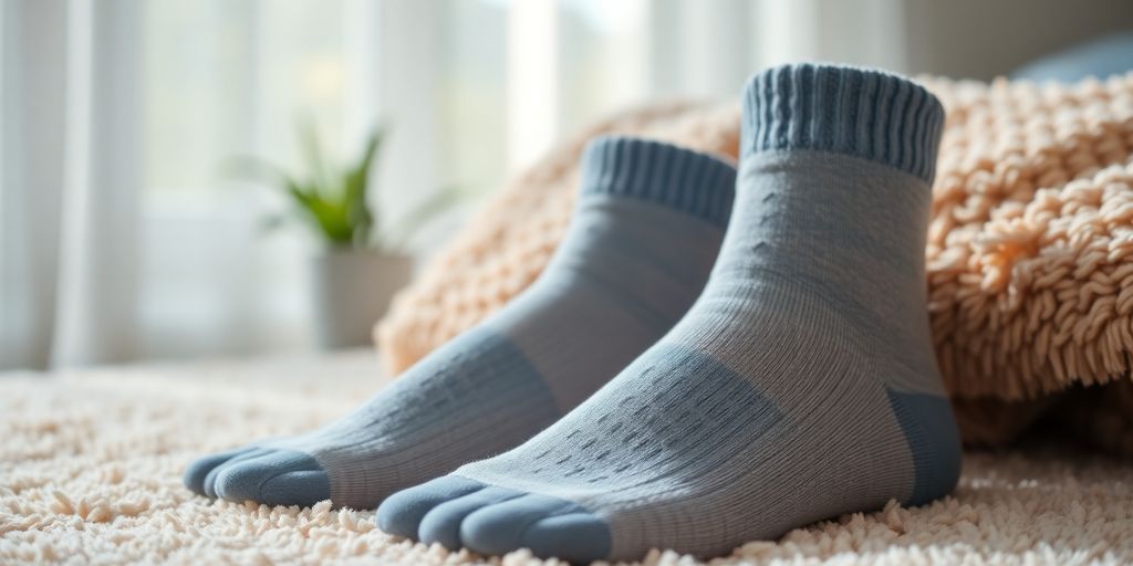 Close-up of comfortable non-binding socks for diabetics.