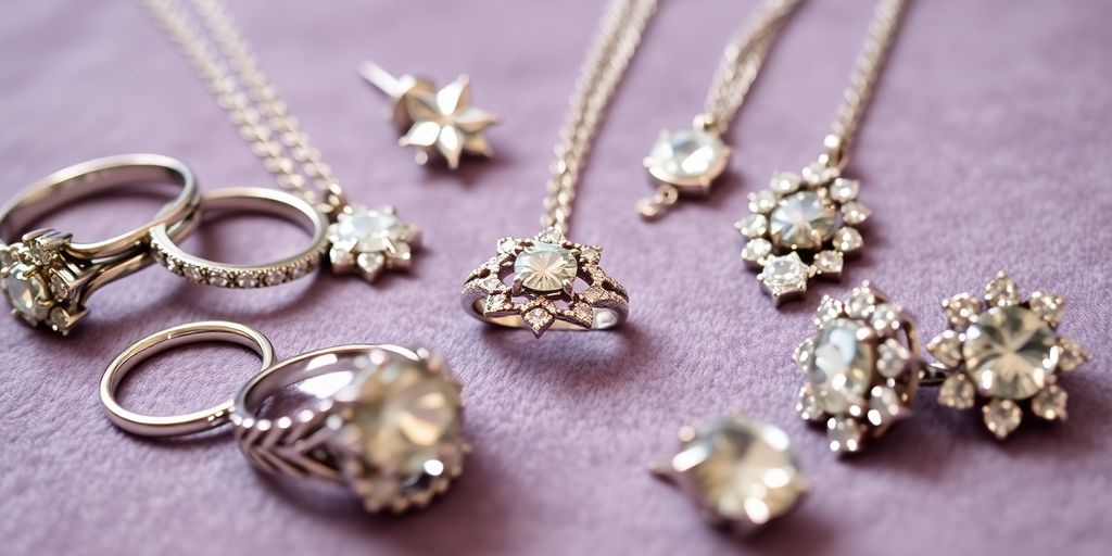 Bijoux étincelants sur fond de velours doux.