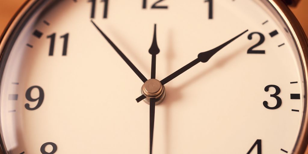 Clock face with hands pointing to late afternoon.