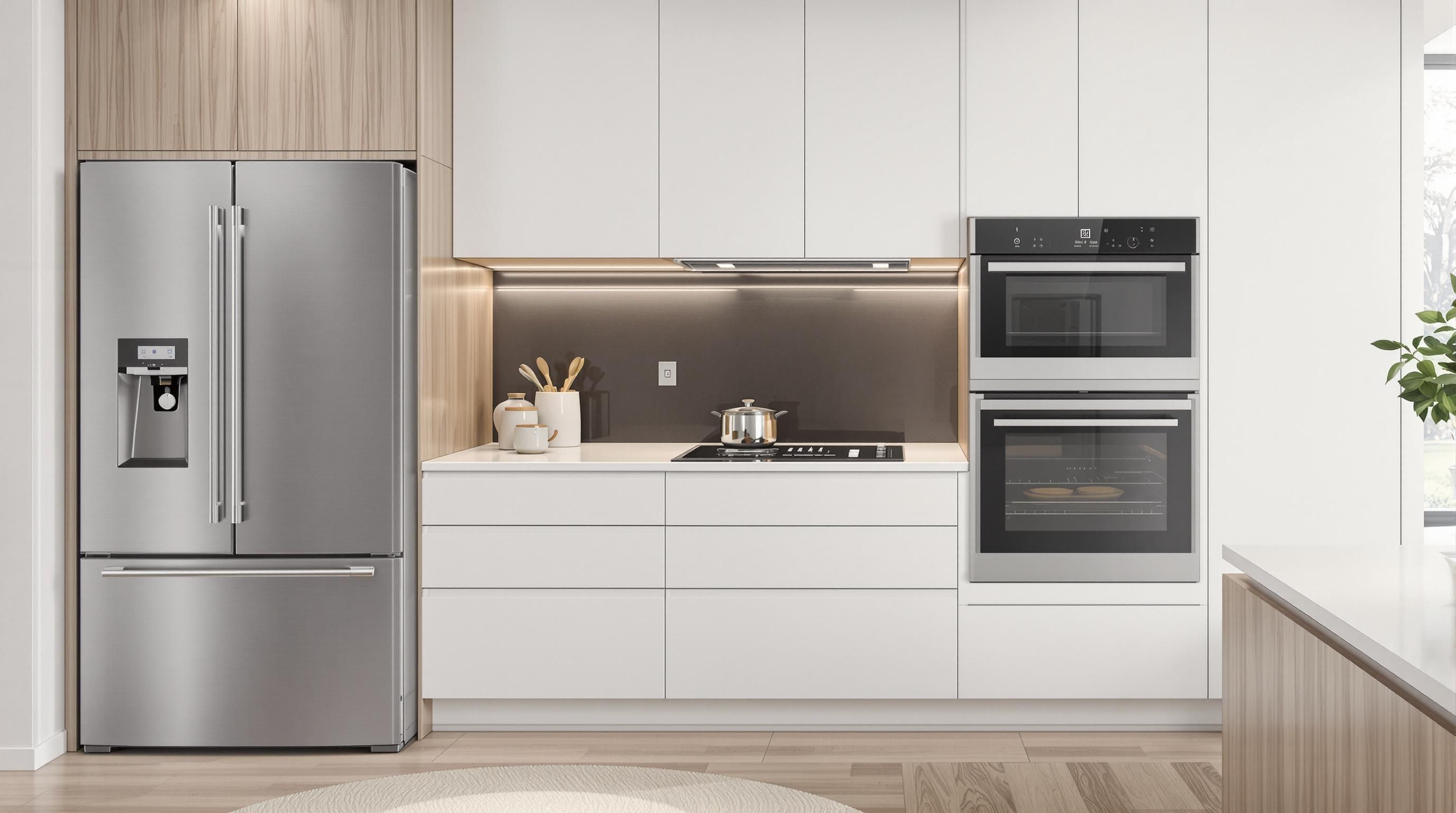 Sleek smart kitchen appliances in a modern setting.