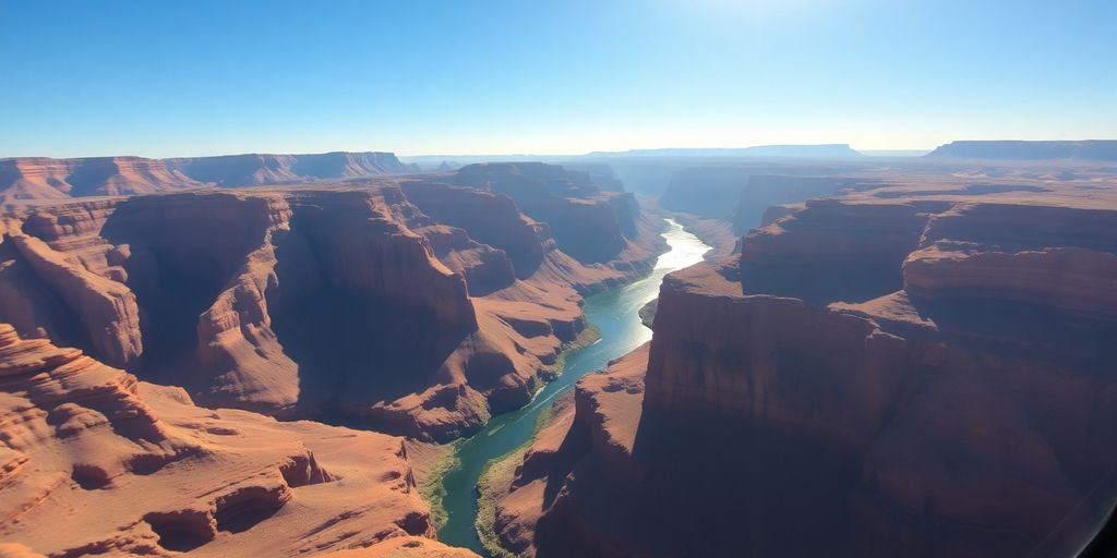 A stunning aerial view of the Grand Canyon from a helicopter.