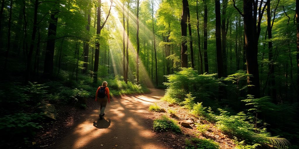 Hiker on a forest trail.