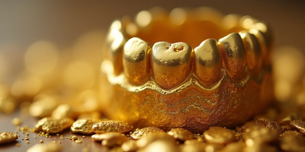 Image de l'or dentaire et des bijoux en or.